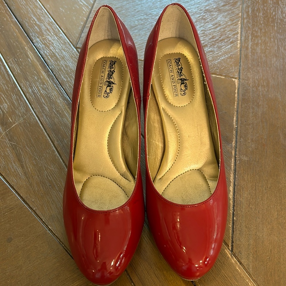 Coach and Four- Size 8.5 Red Patent Leather Pumps Heels